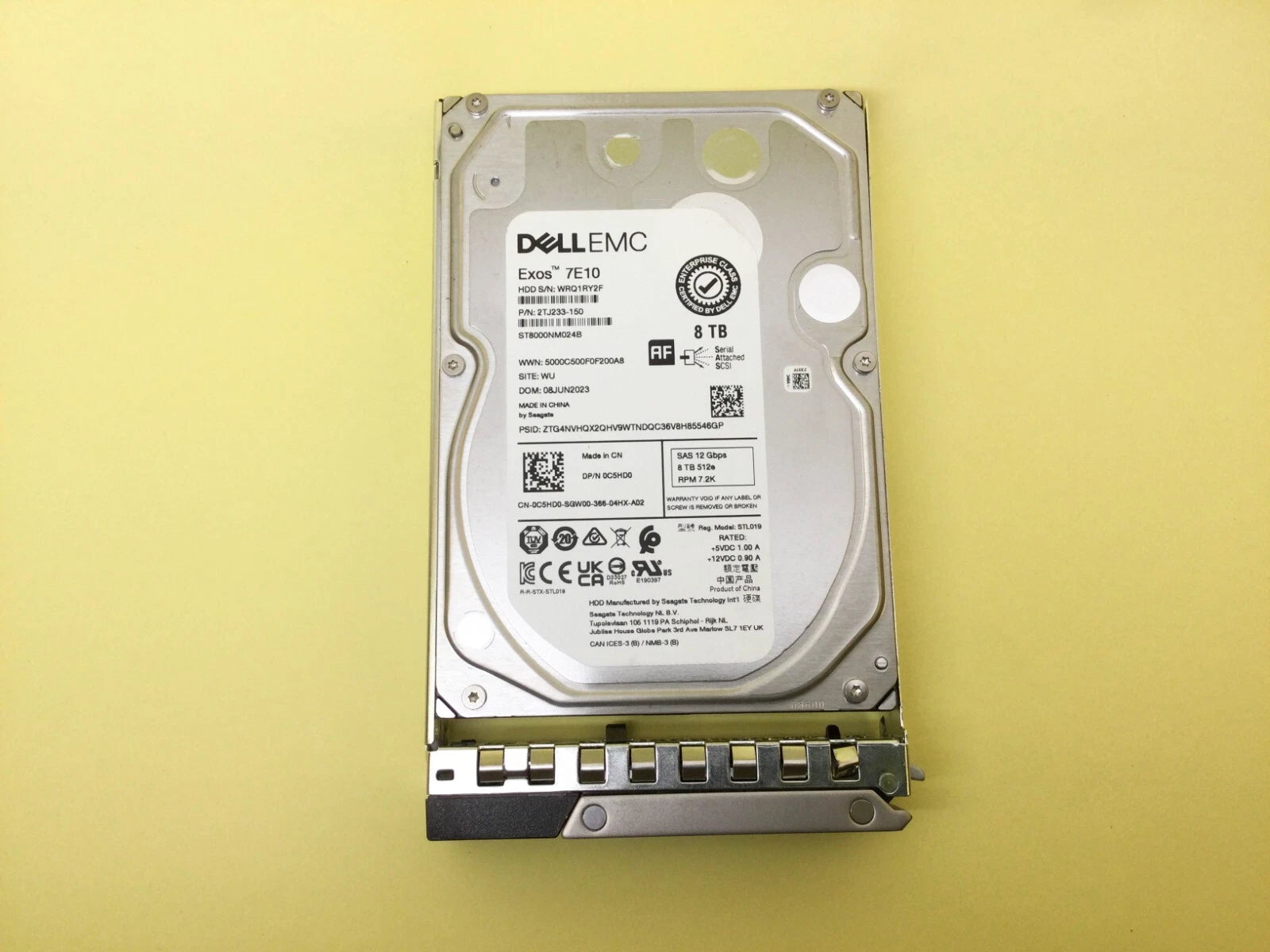C5HD0 DELL 8TB 7.2K SAS 12Gb/s 3.5'' 512e HDD 0C5HD0 ST8000NM024B w/Gen14