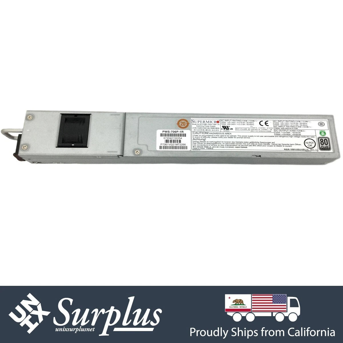 Supermicro PWS-706P-1R 750W 1U Redundant PSU 80 Plus Platinum Power Supply|356519850933