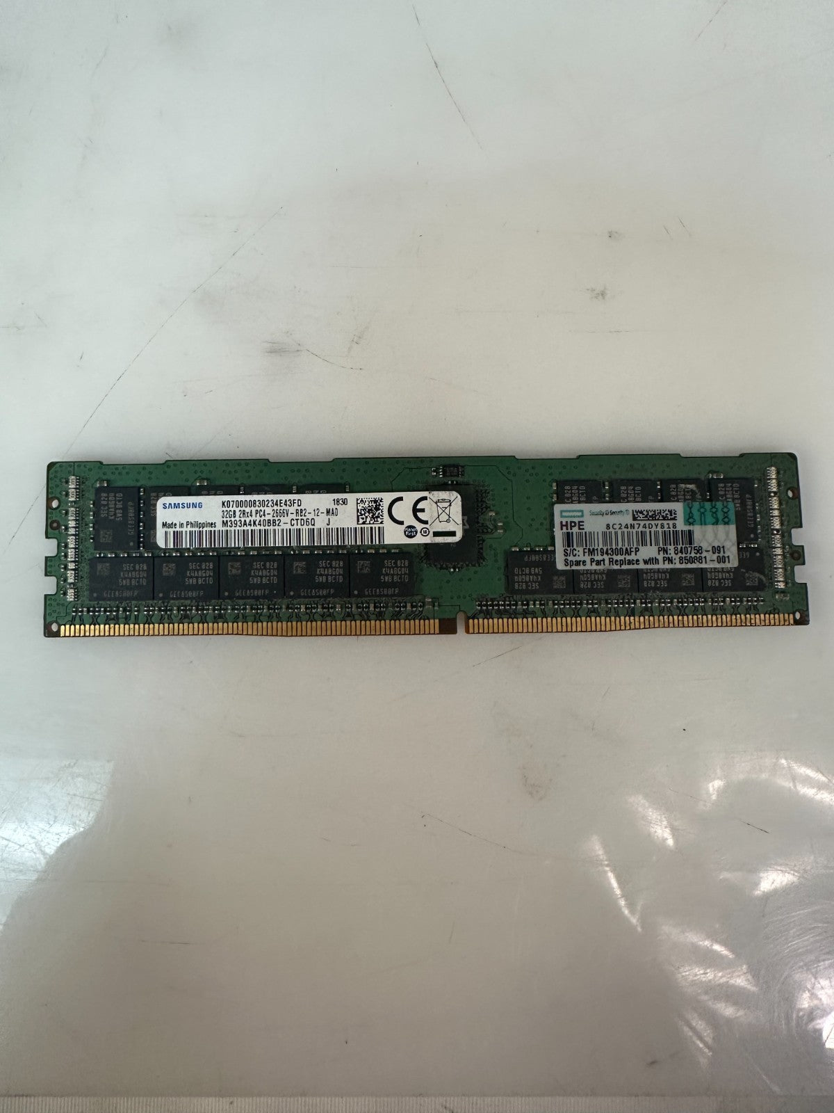 815100-B21 840758-091 850881-001 HP 32GB 2RX4 PC4-2666V Server Memory