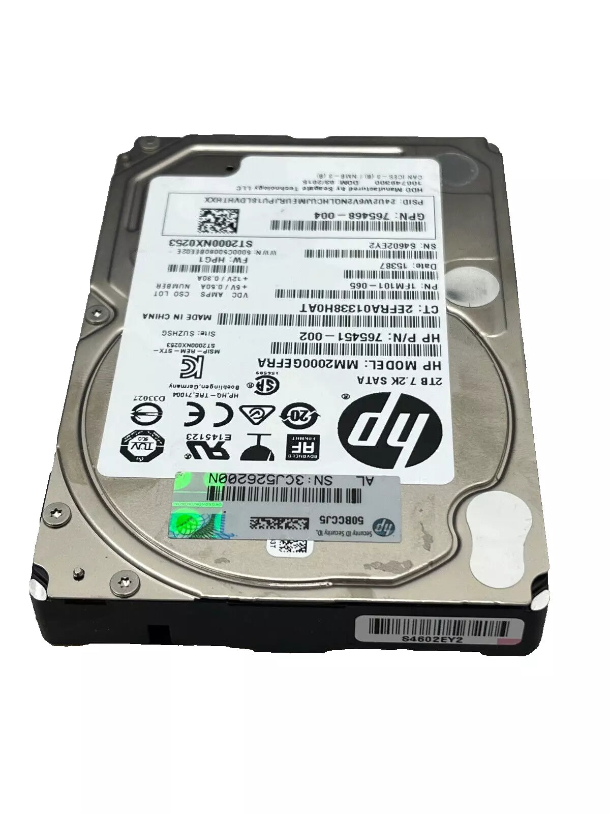Unidad de disco duro HP SATA de 2 TB de 2,5" 6G, 7,2 K 765468-004 MM2000GEFRA 765451-002
