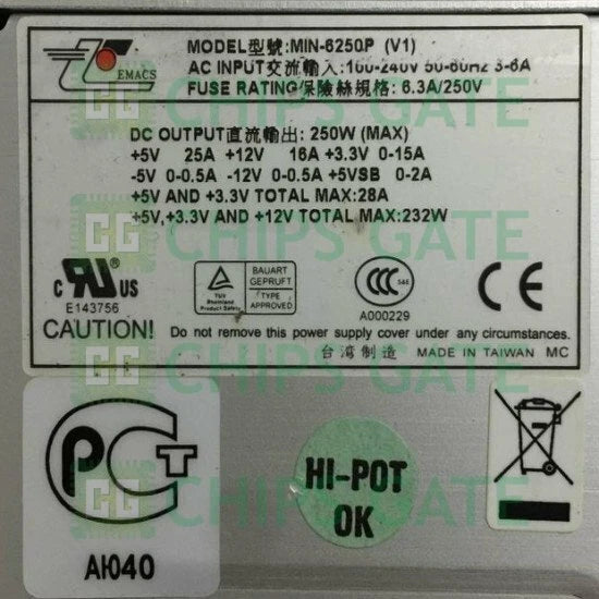 1PCS Used ZIPPY MIN-6250P 250W redundant power supply module Fast Ship|153431991196
