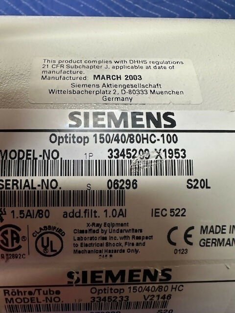 Siemens X-Ray Tube (Pre-owned