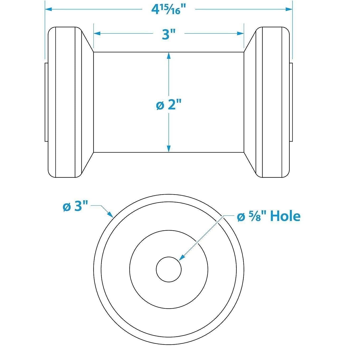 Seachoice 56520 Non-Marking TP Yellow Rubber Spool Roller