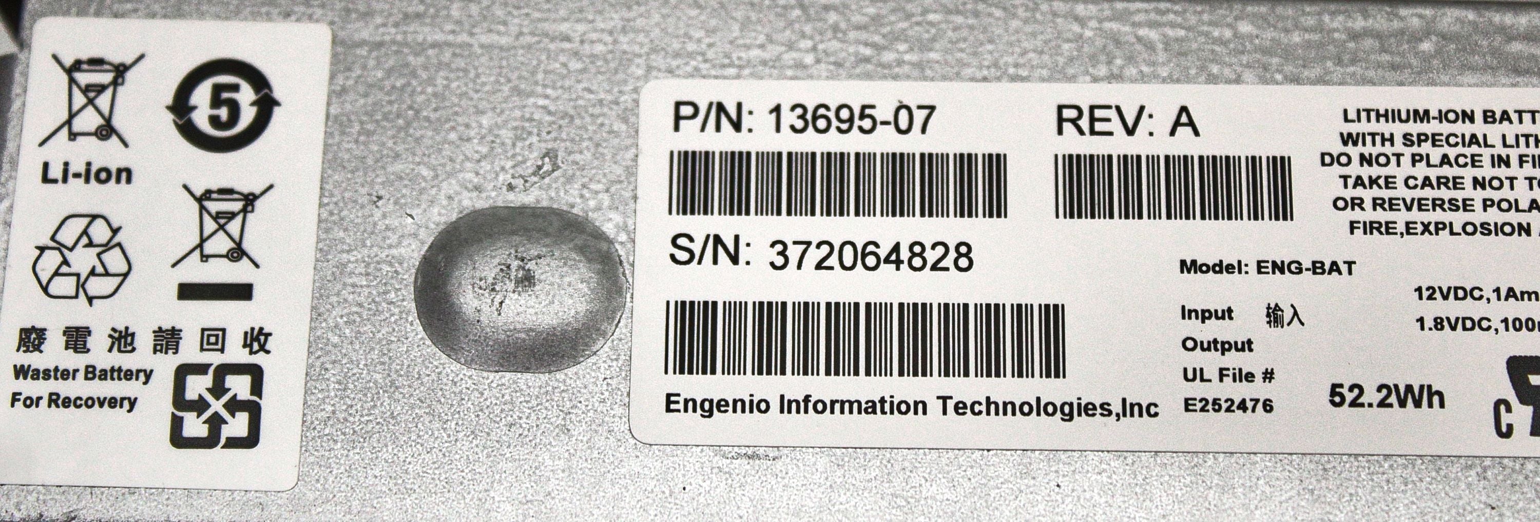Sun Microsystems 371-0717 6140/5320 BATTERY BACK