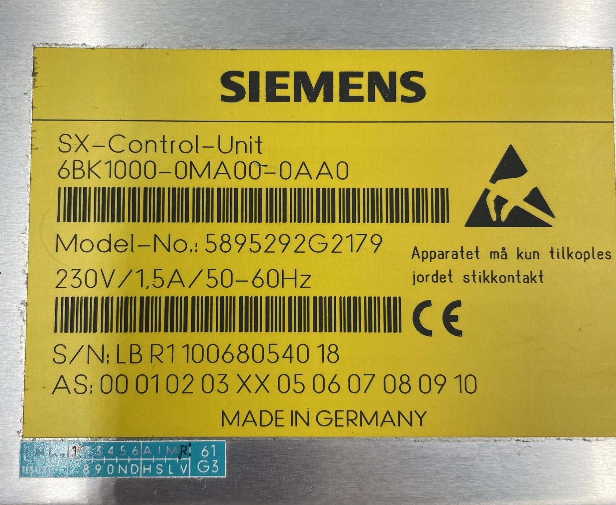 SX CONTROL UNIT (05895292/5895292G2179 SIEMENS
