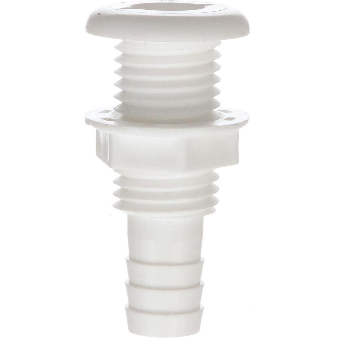 Seachoice 50-18051 Thru-Hull Connector w/ Broad Flange, Fits 3/4 In. ID Hose, 1-1/4 In. Max Hull