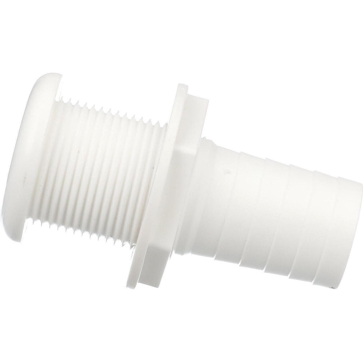 Seachoice 50-18091 Thru-Hull Connector w/ Broad Flange, White Finish, 1.125 In.