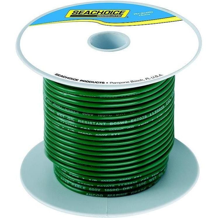 Seachoice 50-63068 Tinned Copper Marine Wire, 10 AWG, Green, 100'