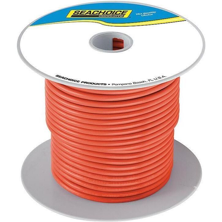 Seachoice 50-63116 Tinned Copper Marine Wire, 14 AWG, Orange, 100'