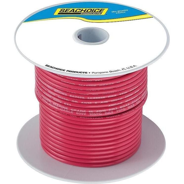 Seachoice 50-63038 Tinned Copper Marine Wire, 4 AWG, Red, 100'