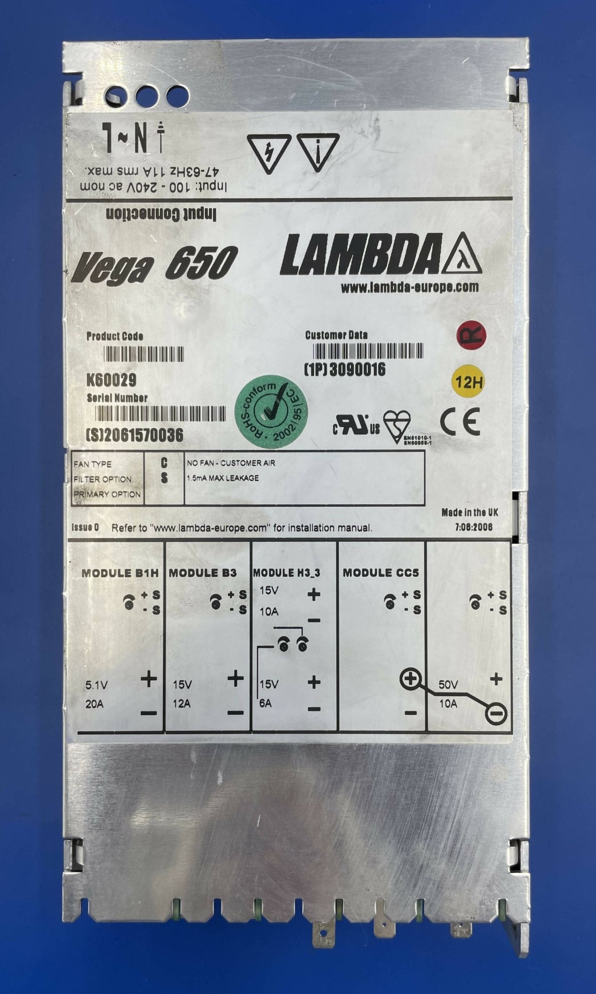 VEGA 650 POWER SUPPLY (3090016/K60029 SIEMENS