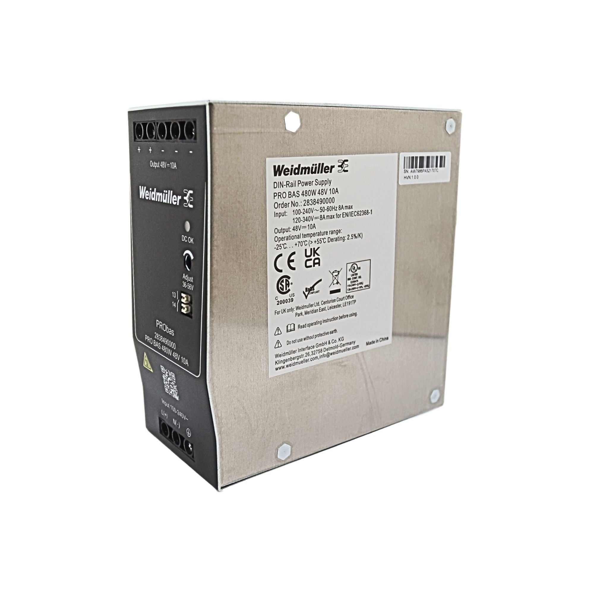 Weidmuller | PRO BAS 480W 48V 10A Power Supply | 2838490000