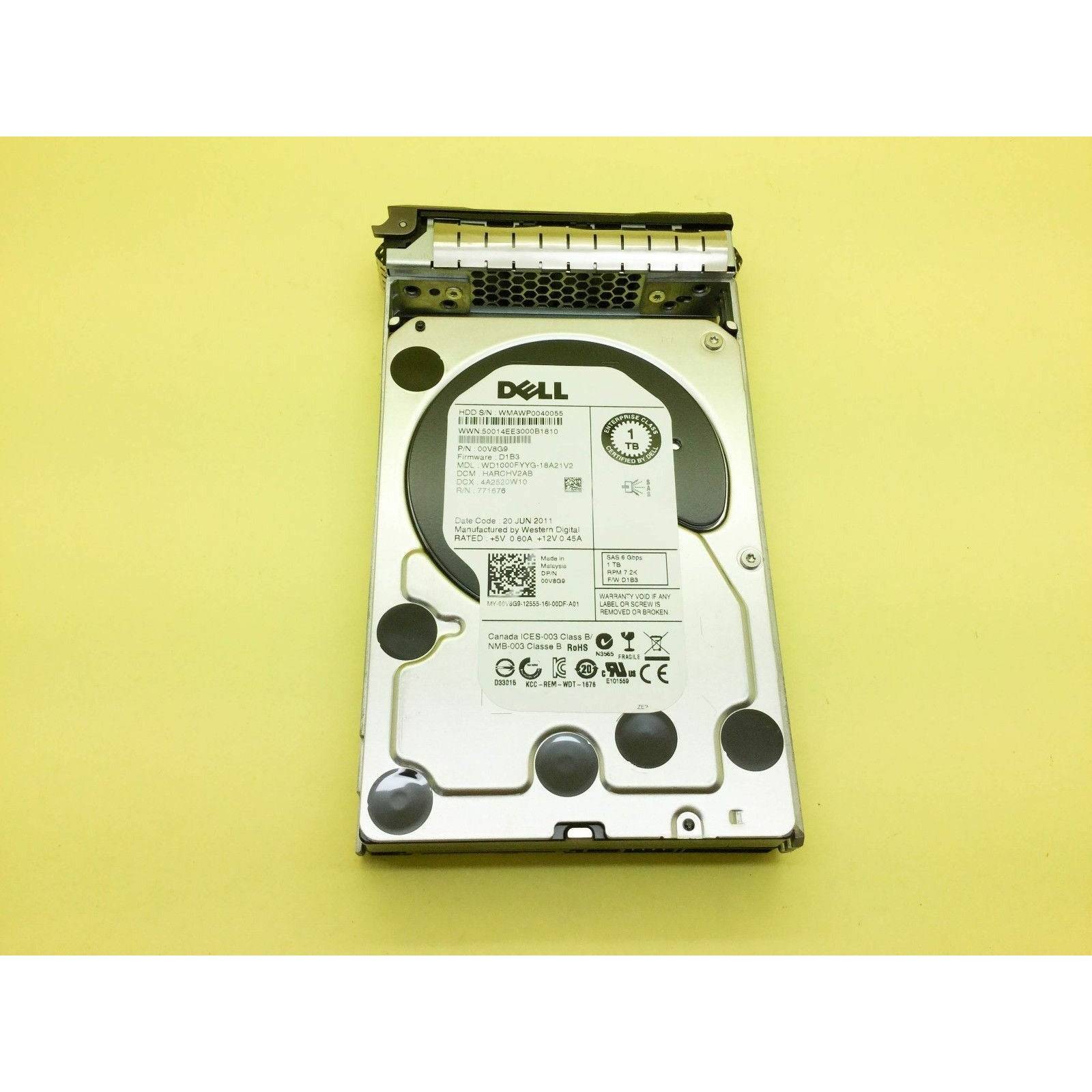 0V8G9 DELL 1TB 7.2K SAS 6Gbps 3.5'' HDD WD1000FYYG 00V8G9 5711045218460 - AloinfoUSA