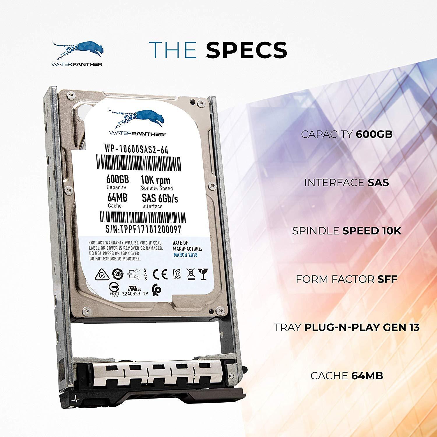 900-GB 10K-RPM SAS 6-Gbps 2.5-Inch Compatible with Dell PowerEdge Servers T20 C1100 R230 T430 T330 02RR9T 09X49P 08JRN4 Enterprise Internal Hot-Swappable Hard Drive in a 13G Dell Caddy - AloinfoUSA