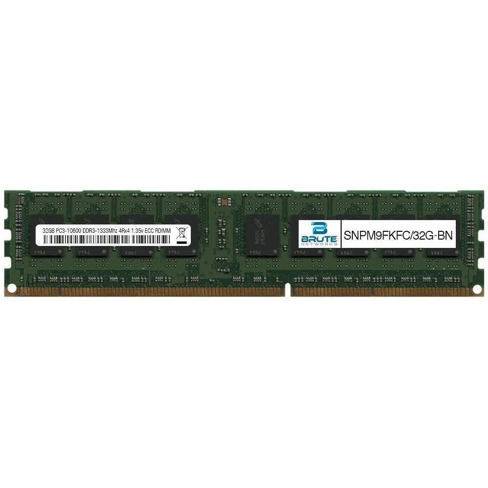 Brute Networks SNPM9FKFC/32G-BN - 32GB PC3-10600 DDR3-1333Mhz 4Rx4 1.35v ECC Registered RDIMM (Equivalent to OEM PN # SNPM9FKFC/32G) - AloinfoUSA