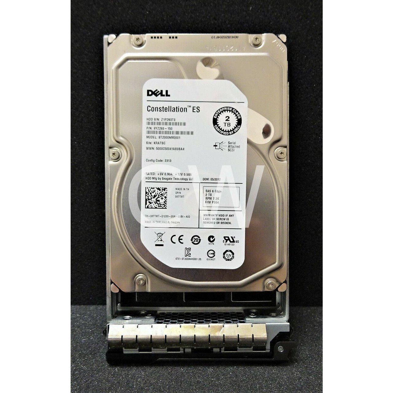 Dell 67TMT 067TMT 2TB 7.2K 6G 3.5in SAS Hard Drive ST2000NM0001 752423420438 - AloinfoUSA