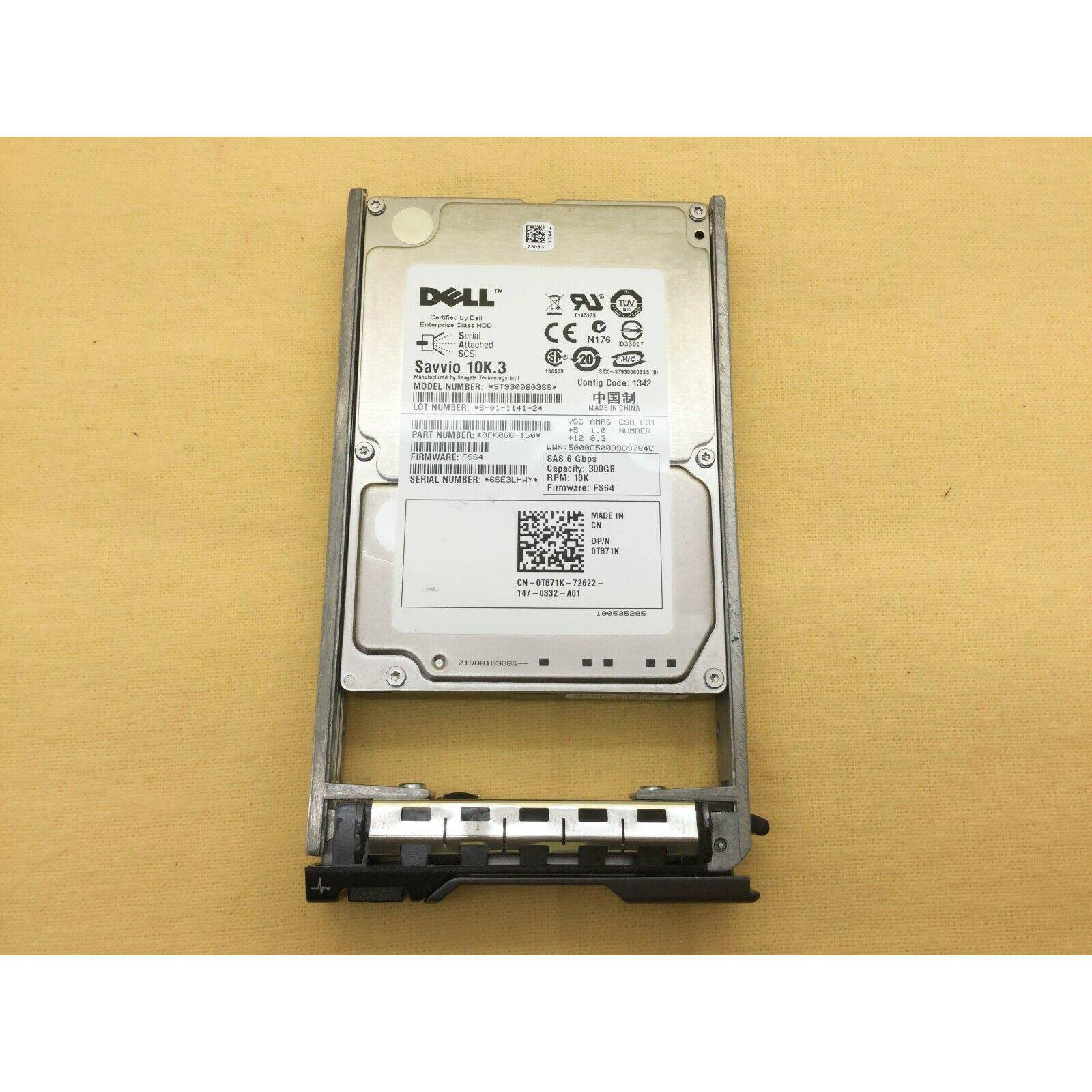 Dell T871K 0T871K DELL 300GB 10K 6G SFF SAS HDD ST9300603SS Seagate 700900353700 - AloinfoUSA