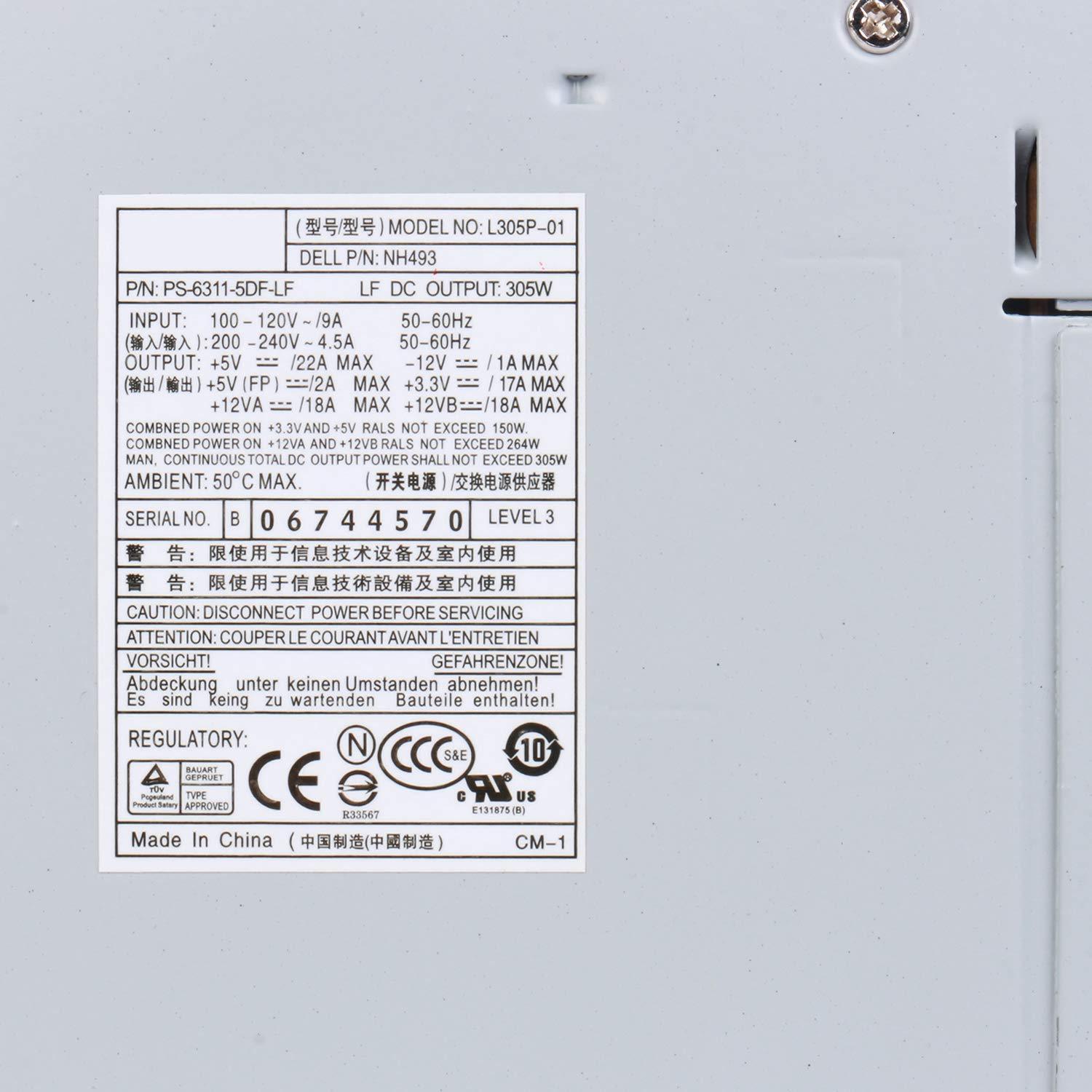 Fuente L305P-01 F305P-00 NH493 305W Power Supply Replacement for Dell Optiplex 360 380 580 745 755 760 780 960 MT Mini Tower PS-6311-5DF-LF N305p-06 MH595 XK215 P192M JH994 C248C PW114 MK9GY X8129 - AloinfoUSA