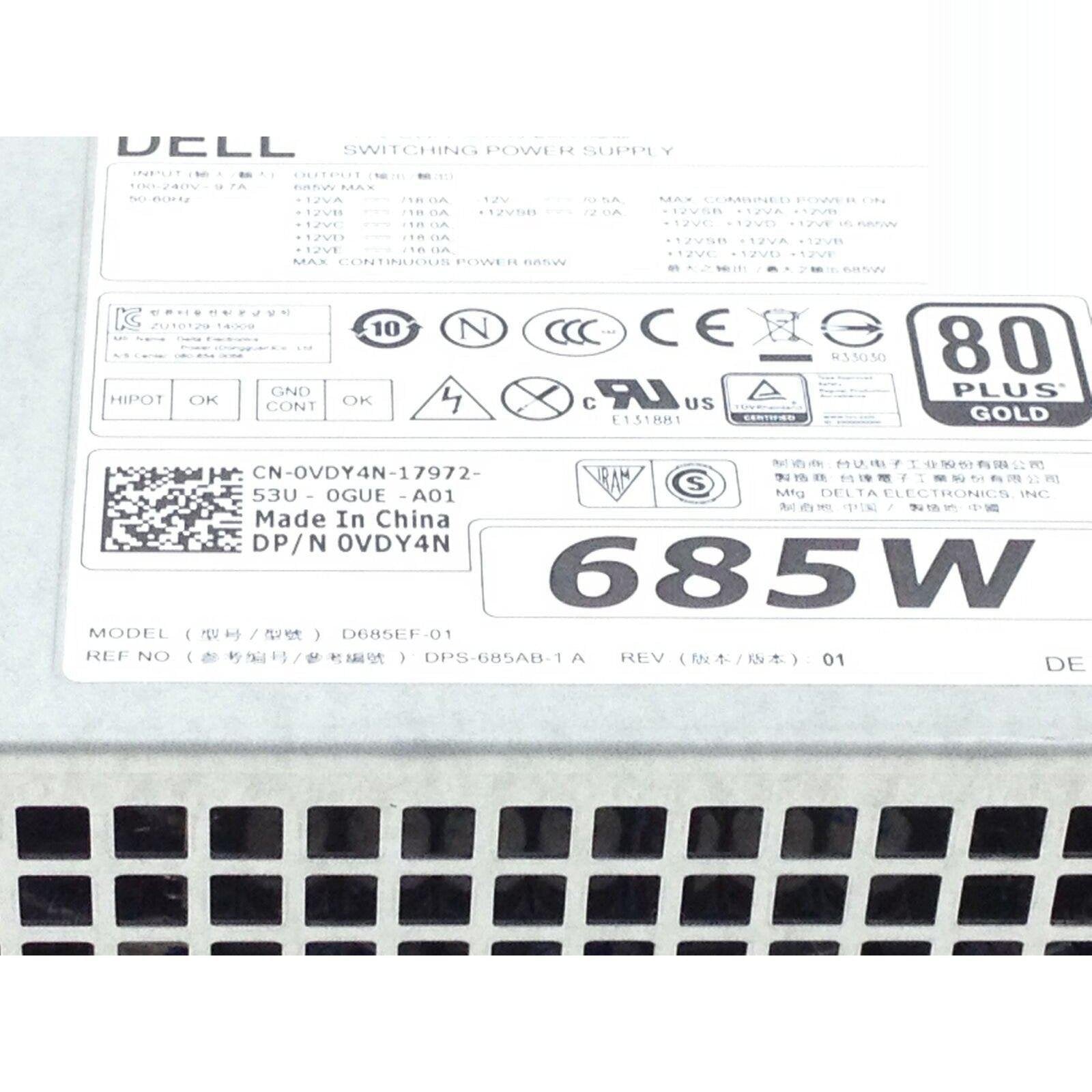 Genuine Dell Precision 685W Power Supply D685EF-01 CN-0CYP9P CYP9P 0VDY4N VDY4N 0vdy4n d685ef-01 dps-685ab-1 a 745373112638 - AloinfoUSA