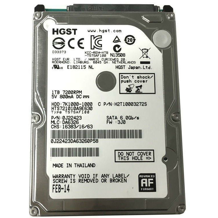 HGST 1TB 32MB Cache 7200RPM SATA III (6.0Gb/s) 2.5" PS3 & PS4 Hard Drive 0J22423 - AloinfoUSA