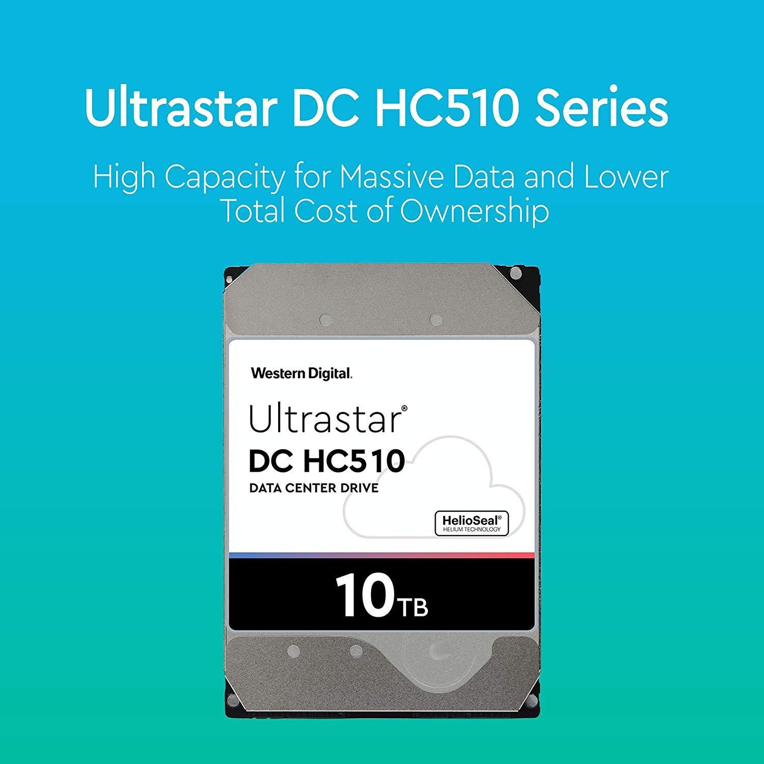 HGST WD Ultrastar DC HC510 10TB 7200 RPM SATA 6Gb/s 3.5" Helium Platform Enterprise Hard Disk Drive - HUH721010ALE604 (0F27606) - AloinfoUSA