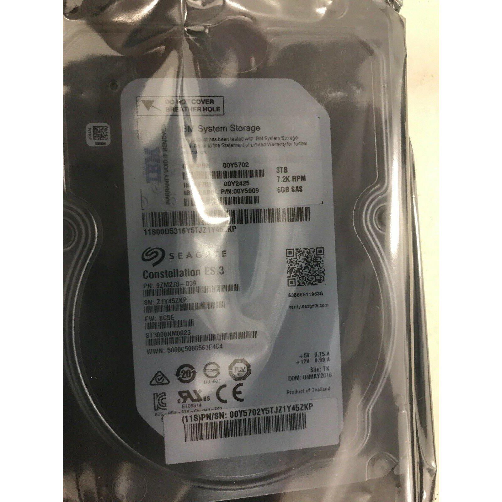 Lenovo 3TB HDD 7.2K 6GB SAS 3.5" 00MJ127 Hot-swap V3700 883436605755 - AloinfoUSA
