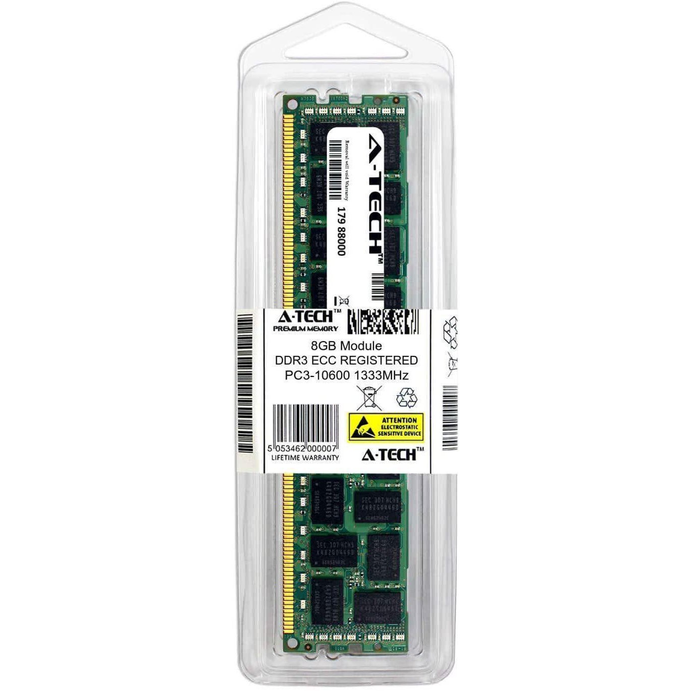 Memoria 8GB Replacement for Kingston KVR1333D3D4R9S/8G - DDR3 1333MHz PC3-10600 ECC Registered RDIMM 2rx4 1.5v - Single Server Memory Ram Stick (KVR1333D3D4R9S/8G-ATC) - AloinfoUSA