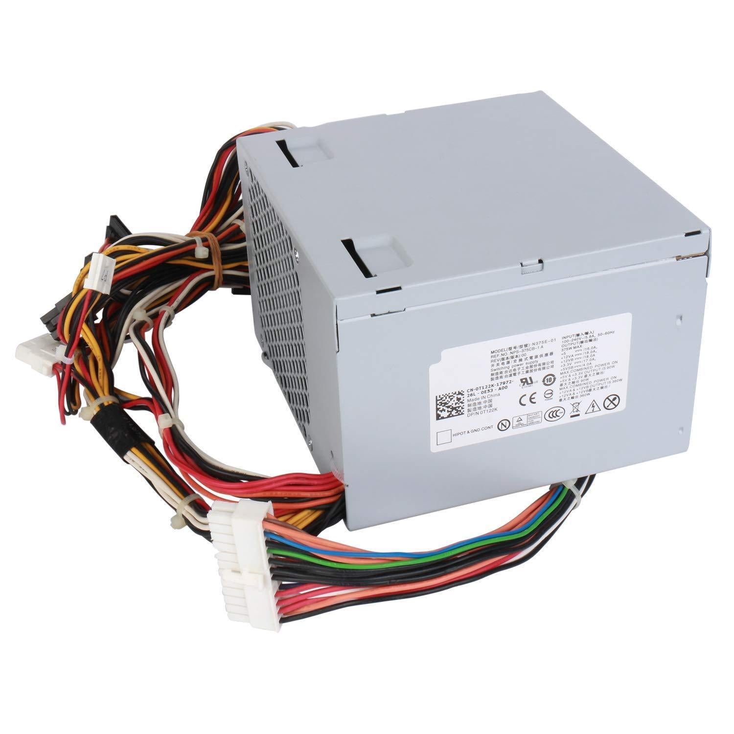 N375P-00 L375P-00 375W Power Supply Replacement for Dell Dimension 9100 9150 9200 E510 E520 XPS 400 410 420 430 Precision Workstation 380 390 T3400 Desktop (DT) Systems N375E-01 KH624 K8956 - AloinfoUSA