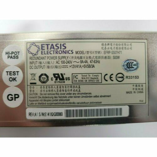 Fonte Etasis EFRP-S507H71 500 WATT Redundant Power Supply 500W Rack Slim PSU - MFerraz Tecnologia