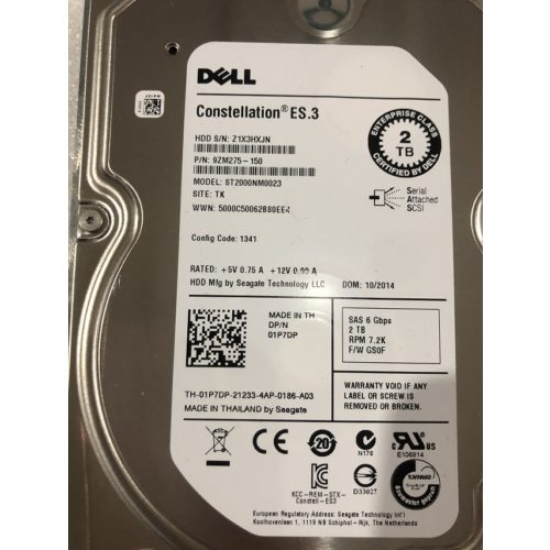 Disco DELL 2TB 7.2K 6G 3.5'' SAS HDD FOR R430 R510 R520 R530 R630 R710 R720 R730 R610 - MFerraz Tecnologia