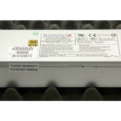 Fonte SUPERMICRO PWS-721P-1R 80+ GOLD HOT SWAPPABLE 720 WATT POWER SUPPLY UNIT - MFerraz Tecnologia