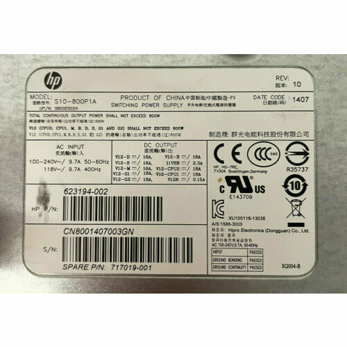 HP Z620 Workstation 800W Power Supply 623194-002 623194-001 fonte - MFerraz Tecnologia