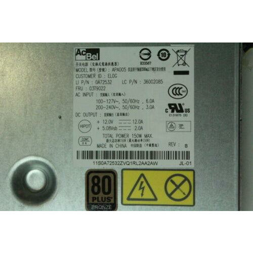 Fonte AcBel Lenovo ThinkCentre Edge 72z M71z M72z M73z 150W Power Supply 03T9022 - MFerraz Tecnologia