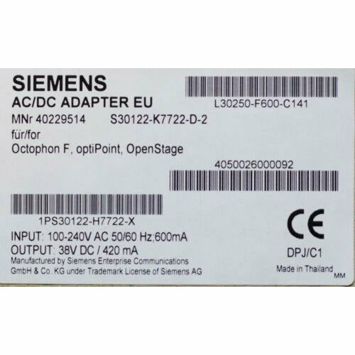 Fonte Delta TADP - 19AB a Siemens OpenStage S30122-K7722-D-2 S30122-H7726-X Charger show original title - MFerraz Tecnologia