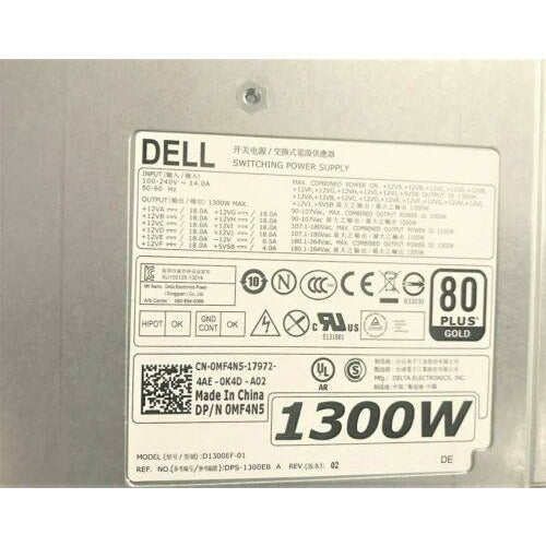 Fonte Dell 1300W Server Power Supply D1300EF-01 MF4N5 PSU DELL T7910 T5810 T7810 T7610 - MFerraz Tecnologia