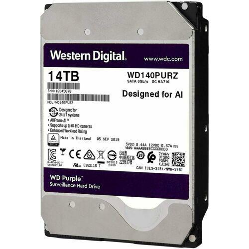 WD Purple 14TB Surveillance 7200 RPM SATA III 512MB 3.5" Internal HDD WD140PURZ - MFerraz Tecnologia