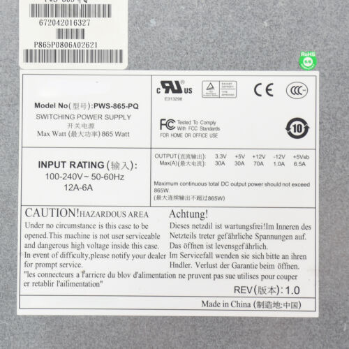 For SuperMicro PWS-865-PQ 865W Power Supply for Tower Workstation Fonte - MFerraz Tecnologia