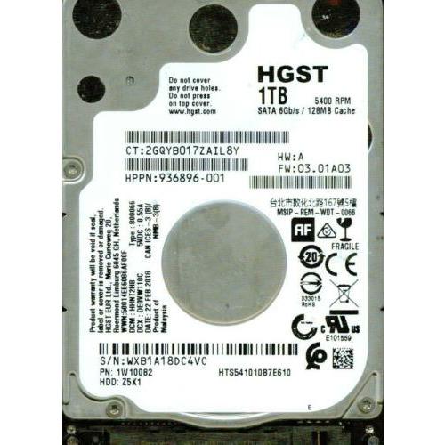 HTS541010B7E610 P/N: 1W10082 DCM: HHNT2HB FW: 03.01A03 HGST SATA 1TB WXB1 - MFerraz Tecnologia