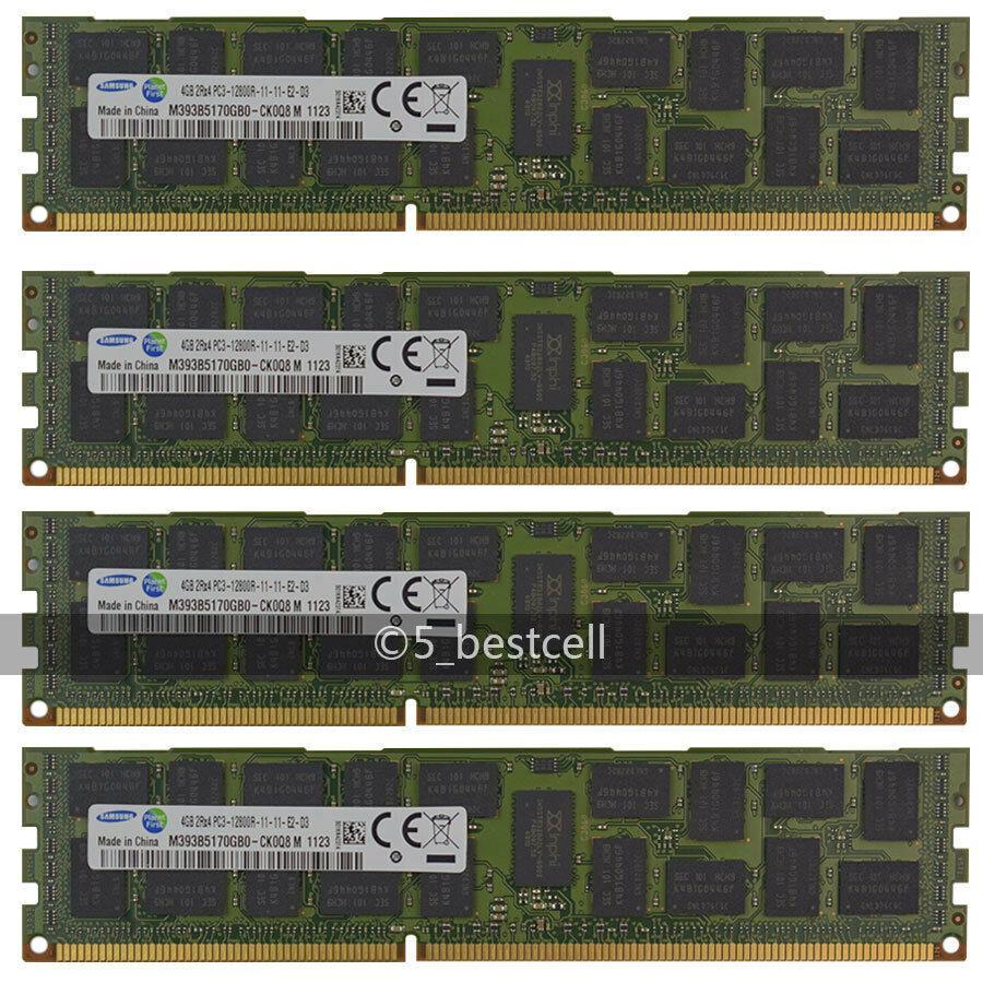 Samsung 16GB 4x 4GB DDR3 2RX4 1600MHz PC3-12800R ECC REG Server Memory Ram - AloinfoUSA
