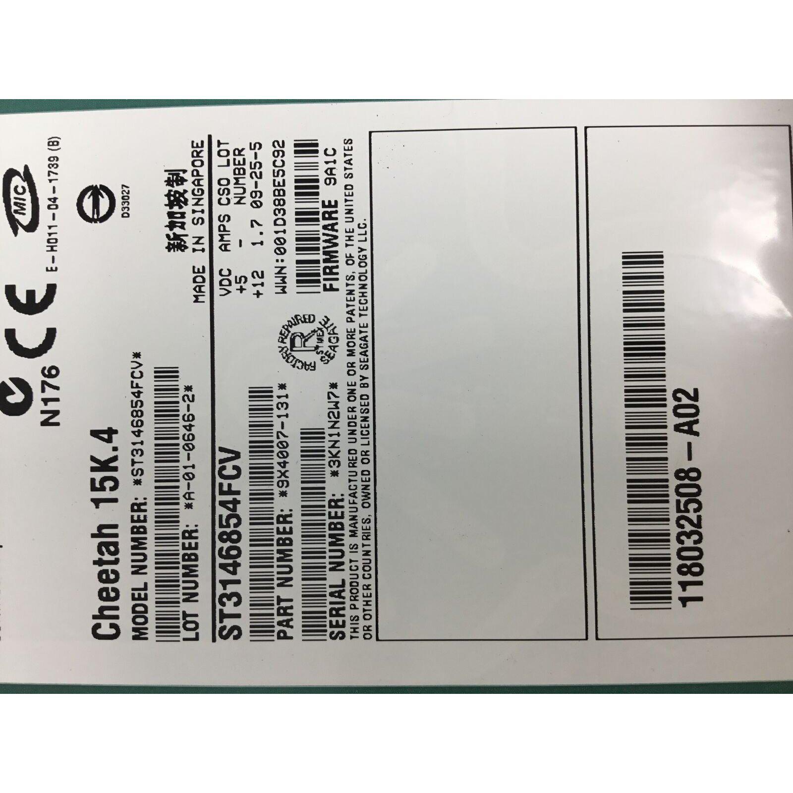 SEAGATE EMC 005048584 Cheetah 15K.4 146GB HD 9X4007-131 ST3146854FCV - AloinfoUSA