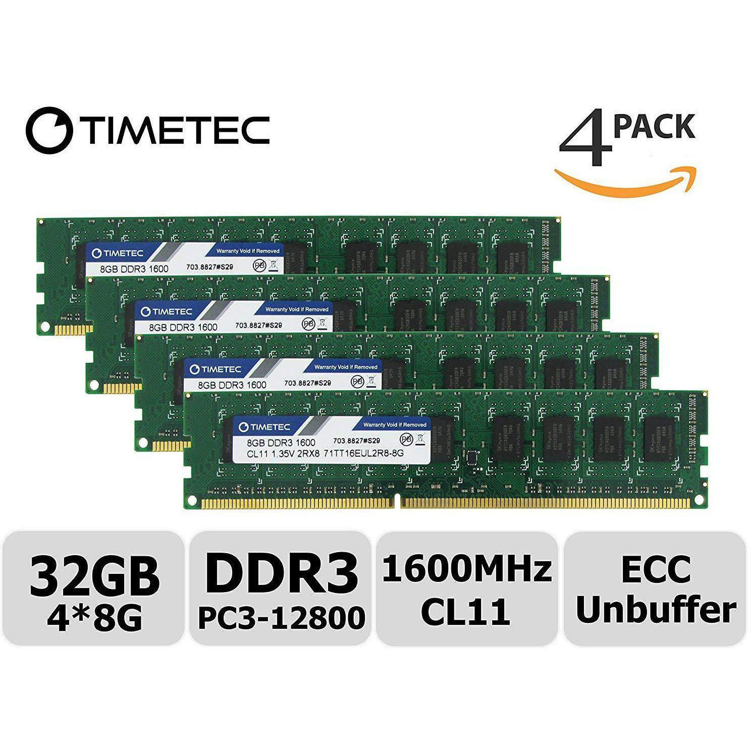 Timetec Hynix IC 8GB DDR3L 1600MHz PC3-12800 Unbuffered ECC 1.35V CL11 2Rx8 Dual Rank 240 Pin UDIMM Server Memory Ram Module Upgrade (8GB) - AloinfoUSA