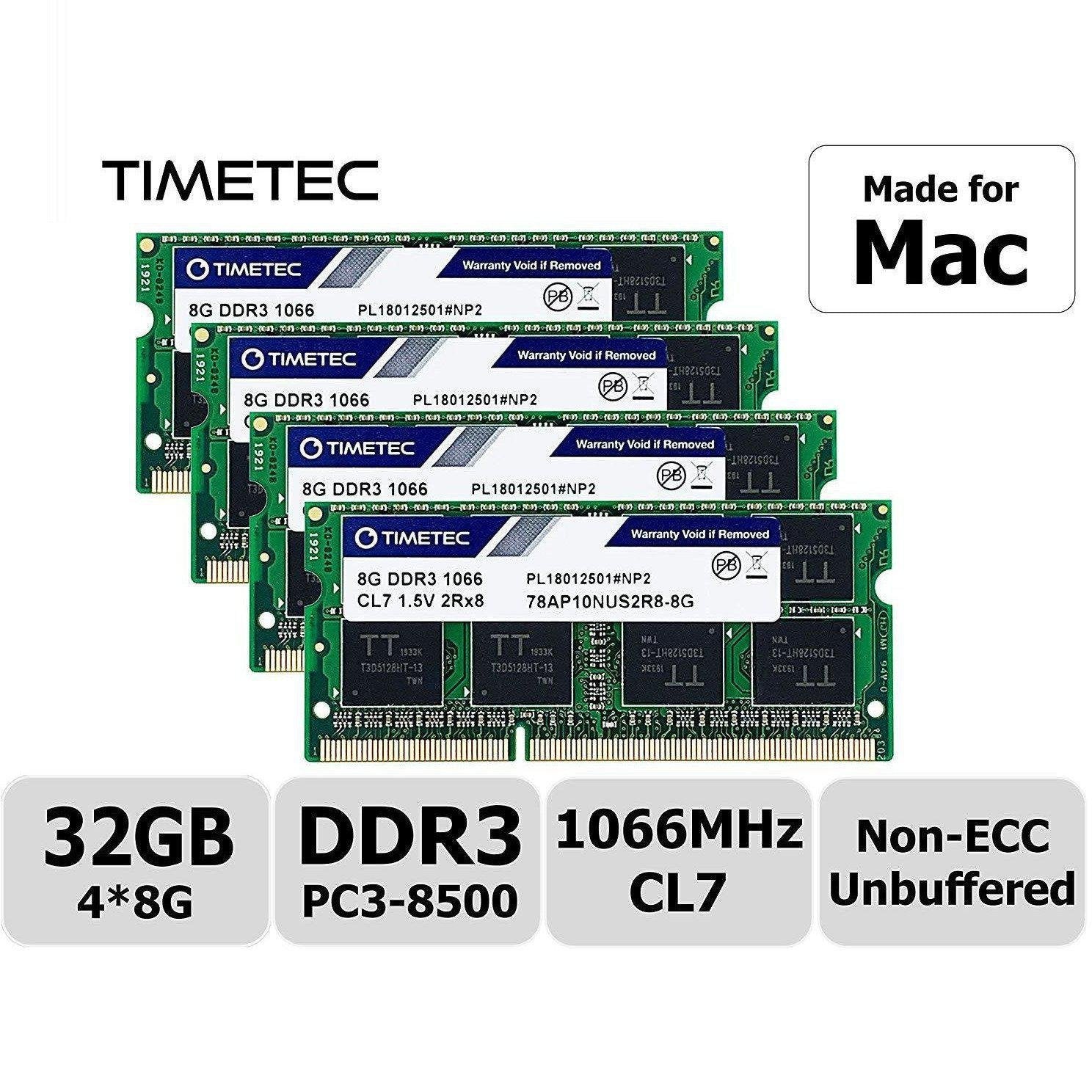 Timetec Hynix IC 8GB KIT(2x4GB) Compatible for Apple DDR3 1067MHz/1066MHz PC3-8500 SODIMM RAM Upgrade for Late 2008, Early/Mid/Late 2009, Mid 2010 MacBook, MacBook Pro, iMac, Mac Mini (8GB KIT(2x4GB)) - AloinfoUSA