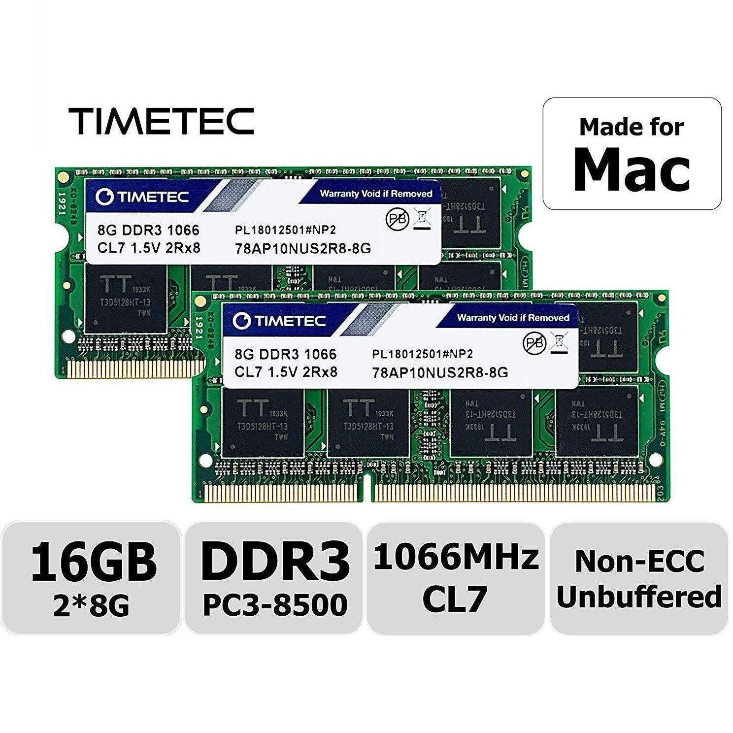 Timetec Hynix IC 8GB KIT(2x4GB) Compatible for Apple DDR3 1067MHz/1066MHz PC3-8500 SODIMM RAM Upgrade for Late 2008, Early/Mid/Late 2009, Mid 2010 MacBook, MacBook Pro, iMac, Mac Mini (8GB KIT(2x4GB)) - AloinfoUSA