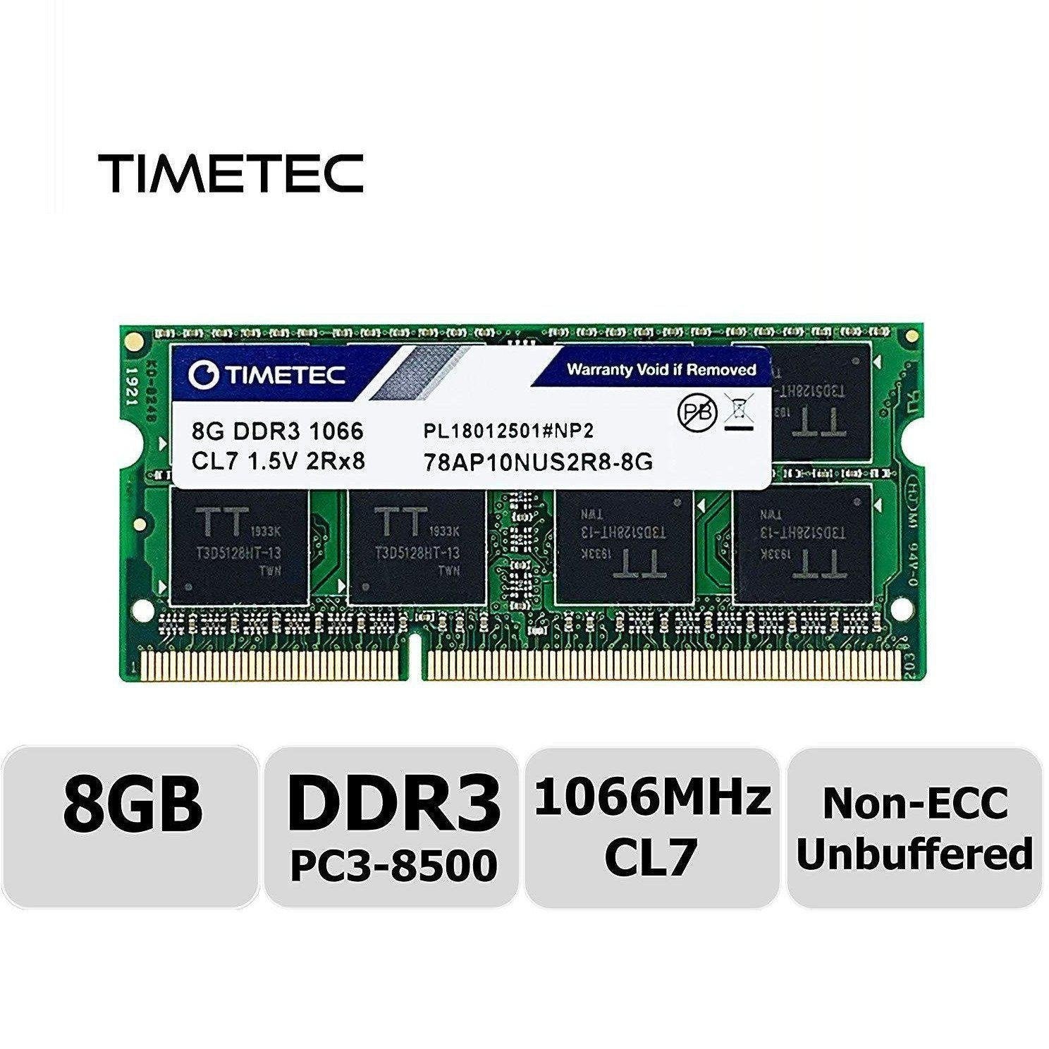 Timetec Hynix IC 8GB KIT(2x4GB) Compatible for Apple DDR3 1067MHz/1066MHz PC3-8500 SODIMM RAM Upgrade for Late 2008, Early/Mid/Late 2009, Mid 2010 MacBook, MacBook Pro, iMac, Mac Mini (8GB KIT(2x4GB)) - AloinfoUSA
