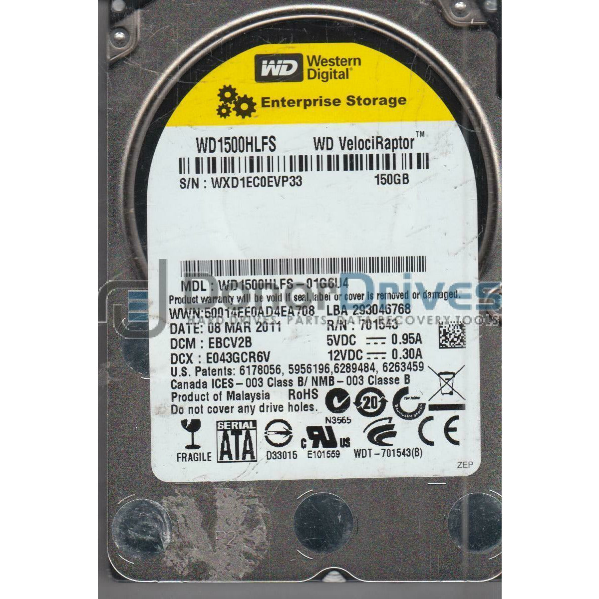 WD1500HLFS-01G6U4, DCM EBCV2B, Western Digital 150GB SATA 2.5 Hard Drive - AloinfoUSA