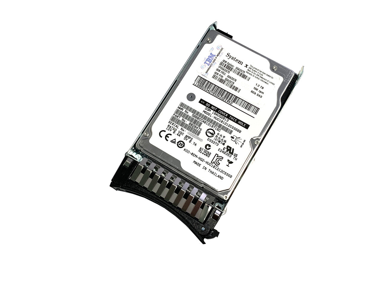 00AD075: 1.2 Terabyte, 10,000Rpm, SAS hard drive bundled with a X-Series drive tray for IBM System X servers.