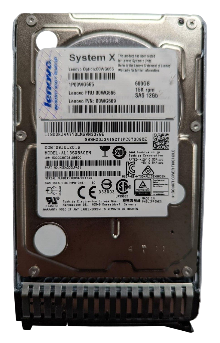 00WG666 00WG665 00WG669 IBM 600GB 15K 12Gbps G3HS 2.5" SAS Hard Drive