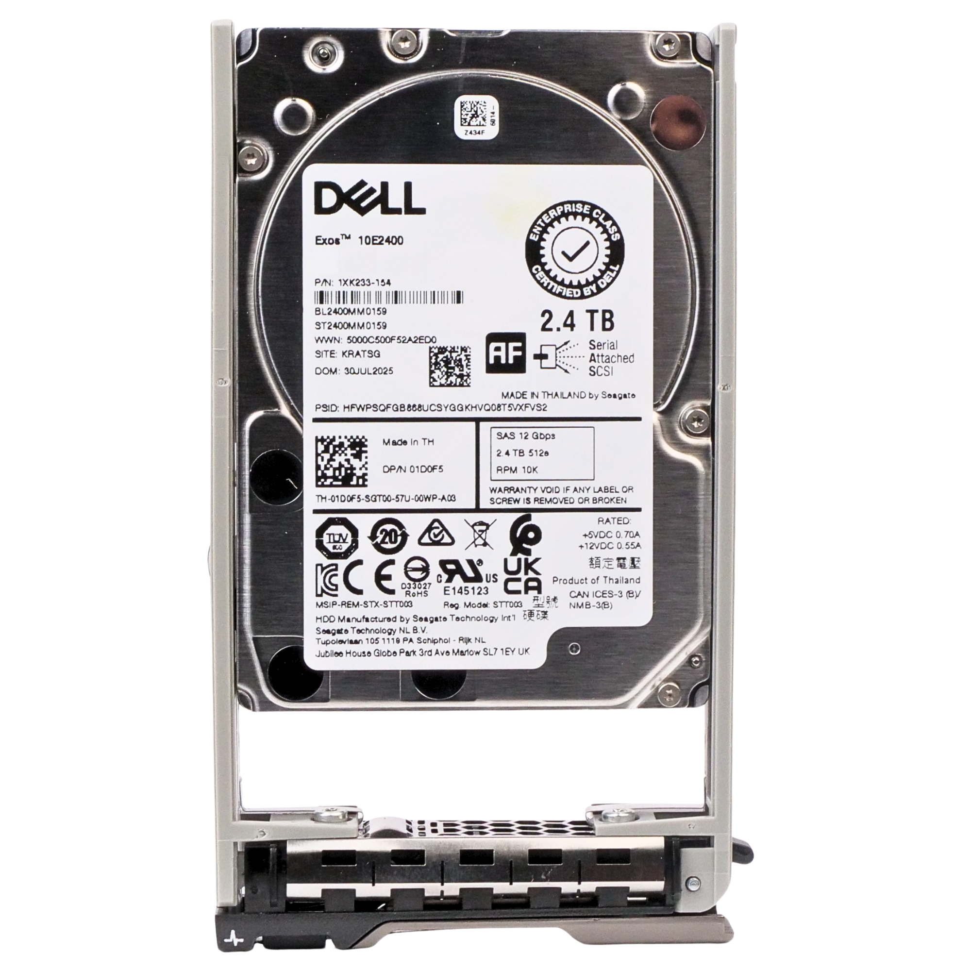 Dell G13 9F0N8 2.4TB 10K RPM SAS 12Gb/s 512e 256MB 2.5in HDD