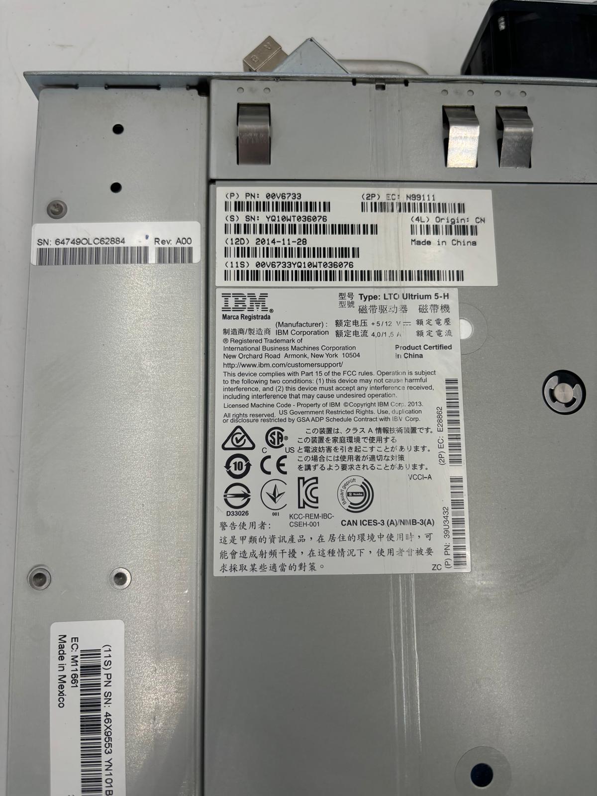 IBM 3573-8248 LTO5 FC Tape Drive - Rear View | Alo Tech Solutions