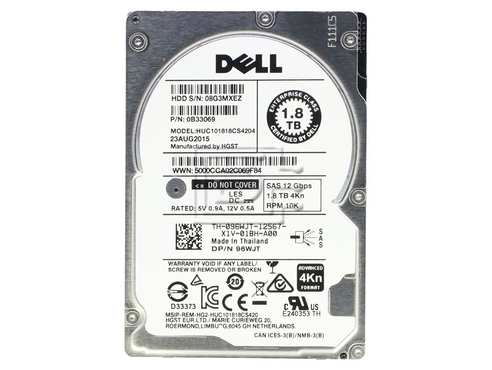 Hitachi Ultrastar C10K1800 0B33069 / 96WJT / HUC101818CS4204 1.8TB 2.5" 12Gbps 10K 4Kn HDD